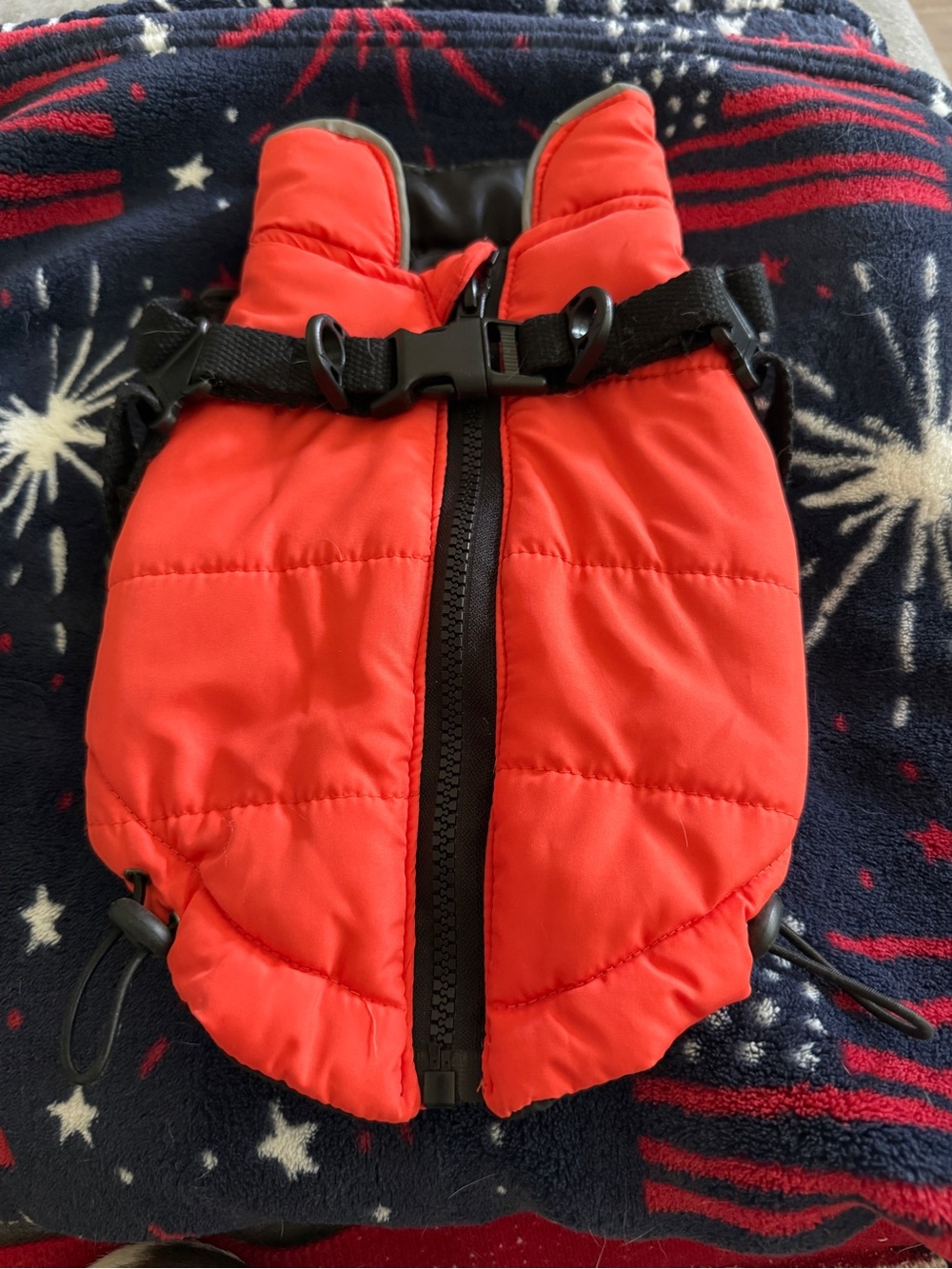 Bright Orange Puffer Dog Coat – Size Small (S) 🐾